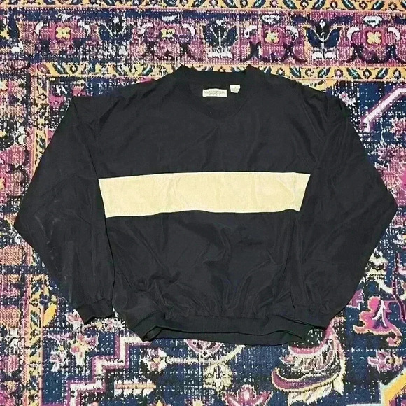 MUNSINGWEAR Men Large Black and Brown V-Neck Pullover Windbreaker - Picture 1 of 1